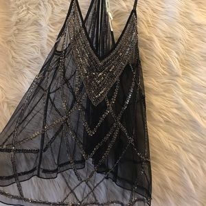 Black Beaded Sheer Shirt